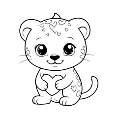 Vector illustration of a cute Jaguar doodle for toddlers coloring activity