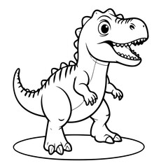 Vector illustration of a cute Allosaurus drawing for toddlers coloring activity