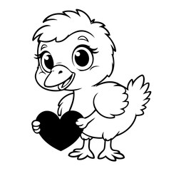 Cute vector illustration Ostrich doodle for children worksheet