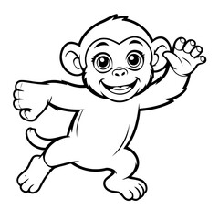 Cute vector illustration Chimpanzee drawing for kids page