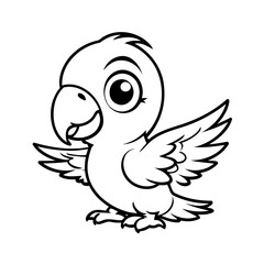 Simple vector illustration of Parrot drawing colouring activity