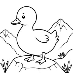 Cute vector illustration Duck doodle colouring activity for kids