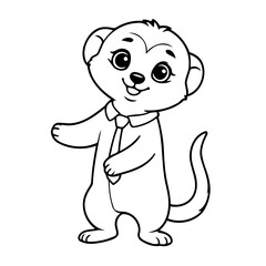 Cute vector illustration Meerkat colouring page for kids