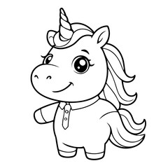 Cute vector illustration Unicorn drawing for toddlers coloring activity