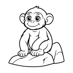 Cute vector illustration Chimpanzee for children colouring activity