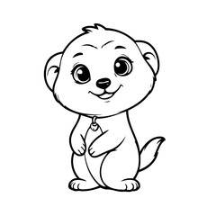 Simple vector illustration of Meerkat drawing for toddlers colouring page
