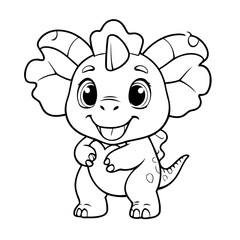 Simple vector illustration of Triceratops drawing colouring activity