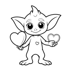 Obraz premium Cute vector illustration Goblin colouring page for kids