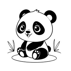Cute vector illustration Panda drawing for colouring page