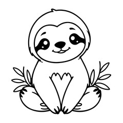 Cute vector illustration Sloth drawing for kids page