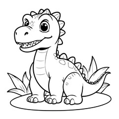 Vector illustration of a cute Allosaurus doodle for toddlers worksheet
