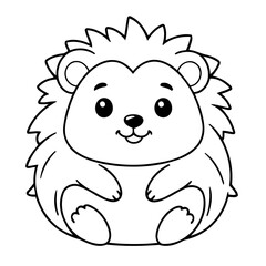 Simple vector illustration of Hedgehog hand drawn for kids coloring page