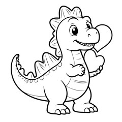 Vector illustration of a cute Spinosaurus doodle for toddlers coloring activity