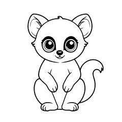 Vector illustration of a cute Lemur doodle for kids colouring page