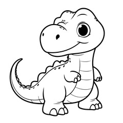 Simple vector illustration of Diplodocus colouring page for kids