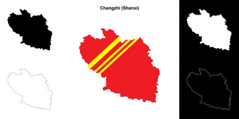 Changzhi blank outline map set