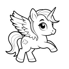 Cute vector illustration Pegasus doodle for toddlers worksheet