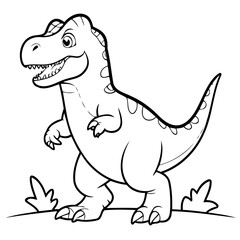 Cute vector illustration Tyrannosaurus drawing for toddlers colouring page