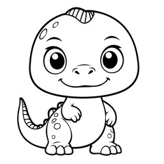 Cute vector illustration Dino hand drawn for kids coloring page