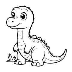 Vector illustration of a cute Brachiosaurus drawing for children page