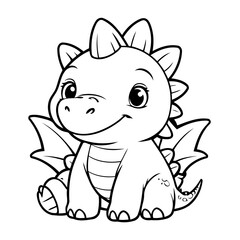 Simple vector illustration of Stegosaurus drawing for toddlers coloring activity