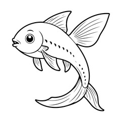 Cute vector illustration Swordtail hand drawn for toddlers