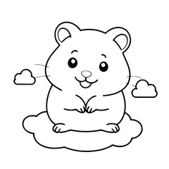 Cute vector illustration Hamster colouring page for kids