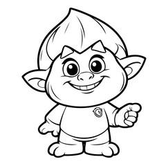 Cute vector illustration Troll doodle black and white for kids page