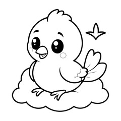Simple vector illustration of Bird drawing for kids page