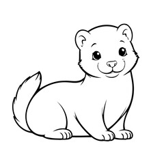 Vector illustration of a cute Ferret drawing for kids colouring page