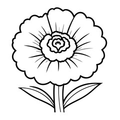 Vector illustration of a cute Carnation doodle for kids colouring page
