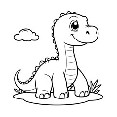 Vector illustration of a cute Brachiosaurus drawing for toddlers book
