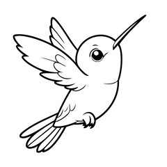 Vector illustration of a cute Hummingbird drawing for colouring page