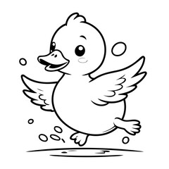 Cute vector illustration Duck hand drawn for kids page
