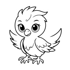 Vector illustration of a cute Phoenix doodle for toddlers colouring page