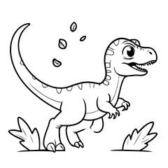Cute vector illustration Velociraptor hand drawn for kids page