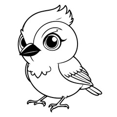 Vector illustration of a cute BlueJay doodle for toddlers colouring page