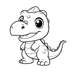 Simple vector illustration of Dino drawing for toddlers book