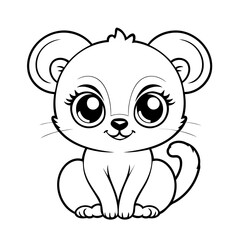 Vector illustration of a cute Lemur drawing for toddlers coloring activity