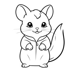 Vector illustration of a cute Chinchilla doodle for kids coloring worksheet