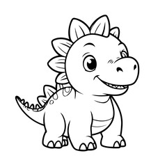Cute vector illustration Stegosaurus drawing for toddlers coloring activity