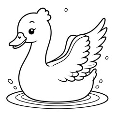 Cute vector illustration Swan doodle for toddlers worksheet