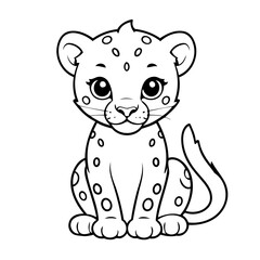 Simple vector illustration of Cheetah for kids coloring page