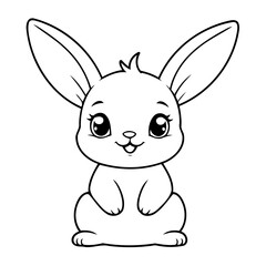 Vector illustration of a cute Bunny drawing colouring activity