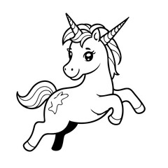 Cute vector illustration Unicorn drawing for kids page