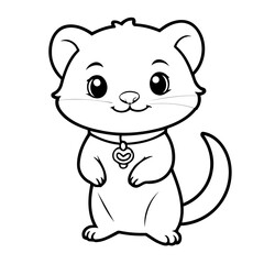 Naklejka premium Vector illustration of a cute Ferret doodle for kids colouring page