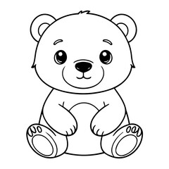 Cute vector illustration Bear hand drawn for kids coloring page