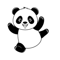Vector illustration of a cute Panda doodle for toddlers colouring page