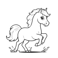Vector illustration of a cute Horse doodle for kids coloring worksheet