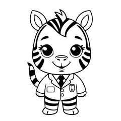 Simple vector illustration of Zebra for toddlers colouring page